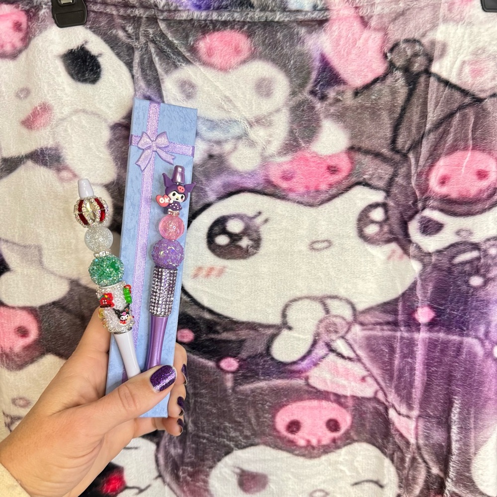 NWOT GIFT SET:Kuromi silk throw, and choice of Handmade pen (*price varies).